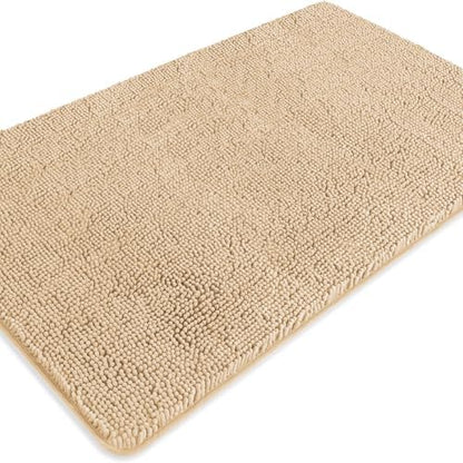 Bathroom Rugs 30 x 50 Inch – Extra Large Bath Mat | Absorbent and Washable Thick Chenille Bath Rugs Non-Slip Runner Rug for Bathroom, Shower, Tub(Ivory Cream)