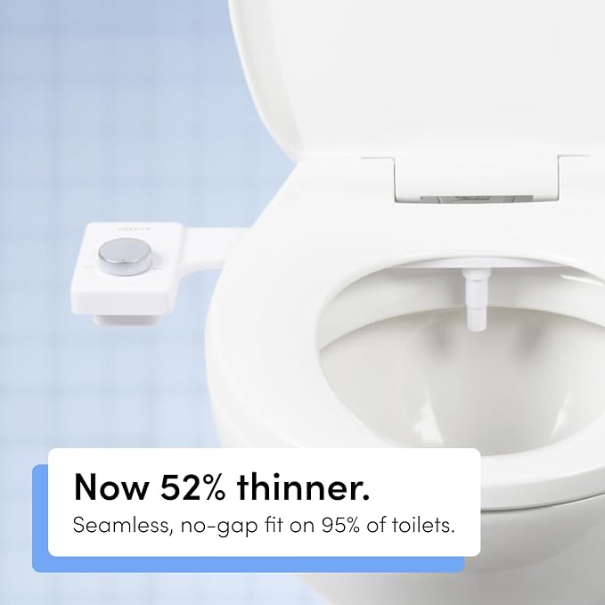 TUSHY Fresh Ultra-Slim Starter Bidet Attachment, Bamboo | Non-Electric, Cool Water Rear Wash, Adjustable Pressure, Self-Cleaning, Fits Elongated and Round Toilets, 10 Minute Install