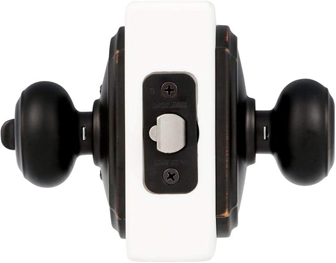 Schlage F51A GEO 716 CAM Georgian Door Knob with Camelot Trim, Keyed Entry Lock, Aged Bronze