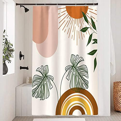 Boho Orange Shower Curtain with Hooks for Bathroom 54x72 Inch
