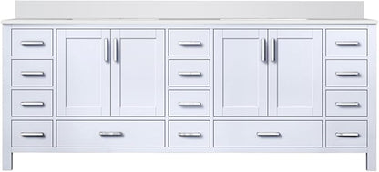 Jacques 84 in. W x 22 in. D White Double Bath Vanity and White Quartz Top