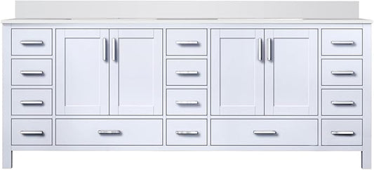 Jacques 84 in. W x 22 in. D White Double Bath Vanity and White Quartz Top