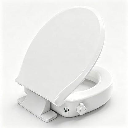Huttdmel Round Raised Bidet Toilet Seat for Seniors, 2.8" Elevated Toilet Seat Riser, Soft Close, Quick Release, Non-Slip No-Electric Front & Rear Wash for Elderly, Disabled & Limited Mobility