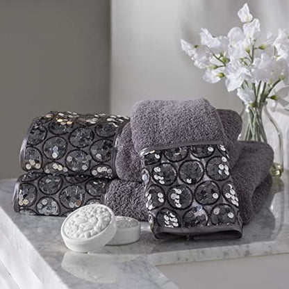 Zahari Home Sinatra Modern Bathroom Towel Set 3 Piece Towel Bath Towel, Hand Towel and Wash Towel Luxury Contemporary Decor Bling Silver Bath Towel Sets Soft, Plush and Highly Absorbent