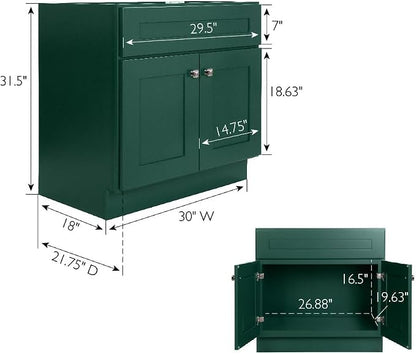 Design House Brookings Bathroom Vanity, 30", Hunt Club | Adjustable Hinges, Freestanding, Contemporary/Modern, Wood, Bath, 215434