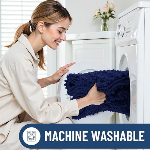 Smiry Bathroom Rugs 44X24, Extra Soft Rubber Backing Chenille Bath Mats