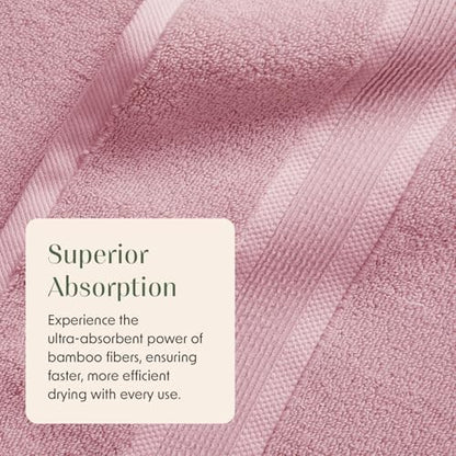 Springtree Home Luxury Bamboo Rayon Bath Towel Set | 6-Piece Set | Pink