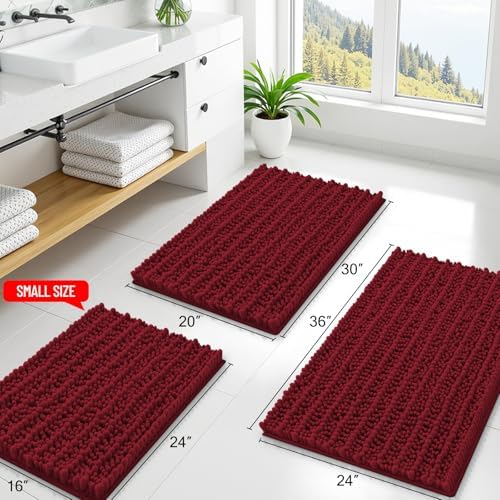 Smiry Bathroom Rugs 48X32, Extra Soft Rubber Backing Chenille Bath Mats