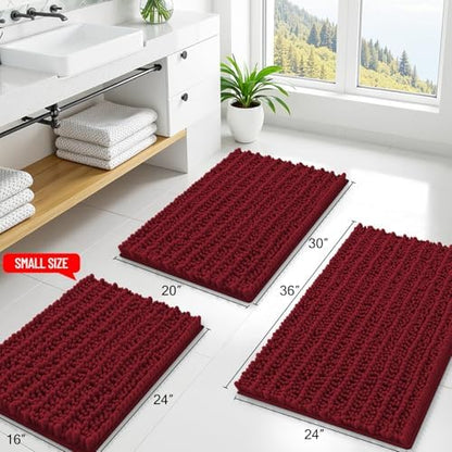 Smiry Bathroom Rugs 34X21, Extra Soft Rubber Backing Chenille Bath Mats