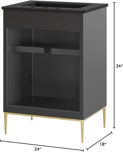 Modway Awaken Bathroom Vanity Cabinet, 24", Black Black