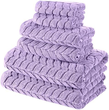 BAGNO MILANO Turkish Cotton Bath Towels, Hand Towels - Soft Plush Jacquard Collection Luxury Towels Set (Lilac, Hand Towel Set of 4)