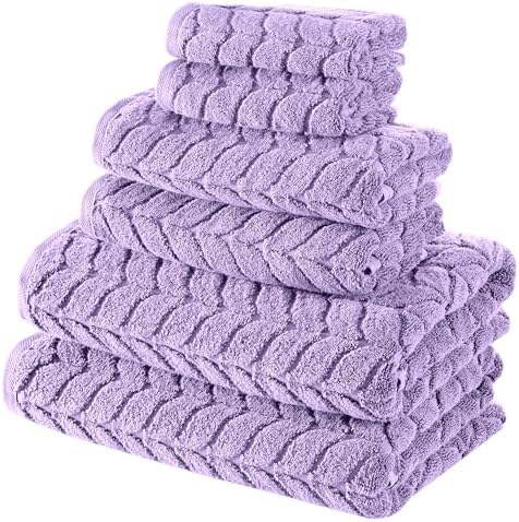 BAGNO MILANO Turkish Cotton Bath Towels, Hand Towels - Soft Plush Jacquard Collection Luxury Towels Set (Lilac, Bath Towel Set of 2)