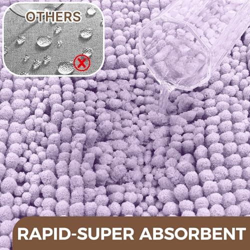 Bcoimo Bath Rug Mat,Chenille Extra Soft Lavender Long Bathroom Runner Rugs