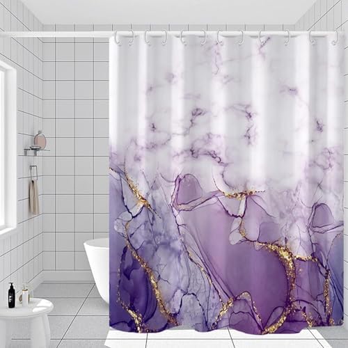 Yddsky 4Pcs Purple Marble Shower Curtain Sets or Bathroom,72x72 Inch