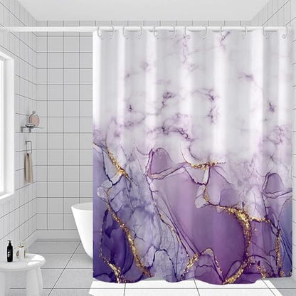 Yddsky 4Pcs Purple Marble Shower Curtain Sets or Bathroom,72x72 Inch
