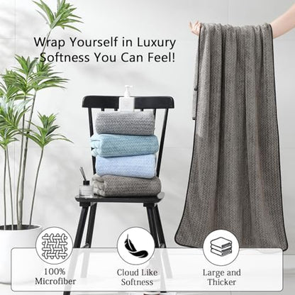 Ycosy 18 Piece Bath Towels Set,100% Microfiber Family Bathroom Towel with Hanging Loops-6 Bath Towels,6 Hand Towels,6 Washcloths,Quick Dry Highly Absorbent Shower Towel for Bathroom,Hotel,Spa-Brown