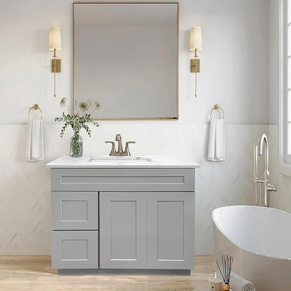 36" Light Grey Shaker Bathroom Vanity Base – Ready-to-Assemble Sink Cabinet with Drawers, Freestanding Bathroom Vanity Base Only, No Top or Sink