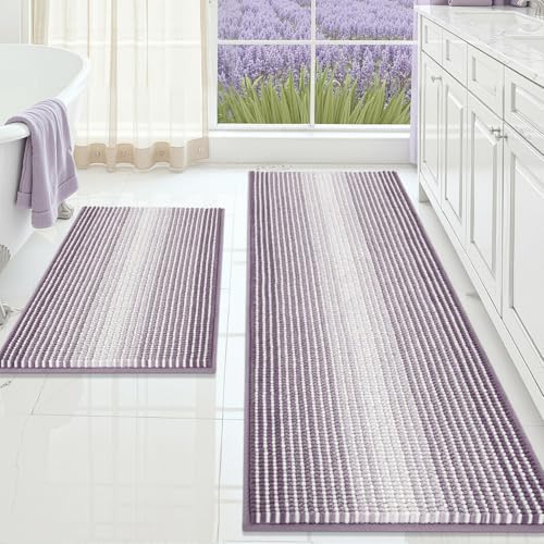 BSICPRO Bathroom Rugs Sets 2 Piece, Non Slip Bath Mats, Lavender Purple
