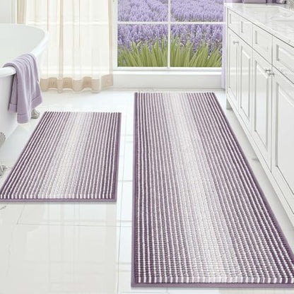 BSICPRO Bathroom Rugs Sets 2 Piece, Non Slip Bath Mats, Lavender Purple