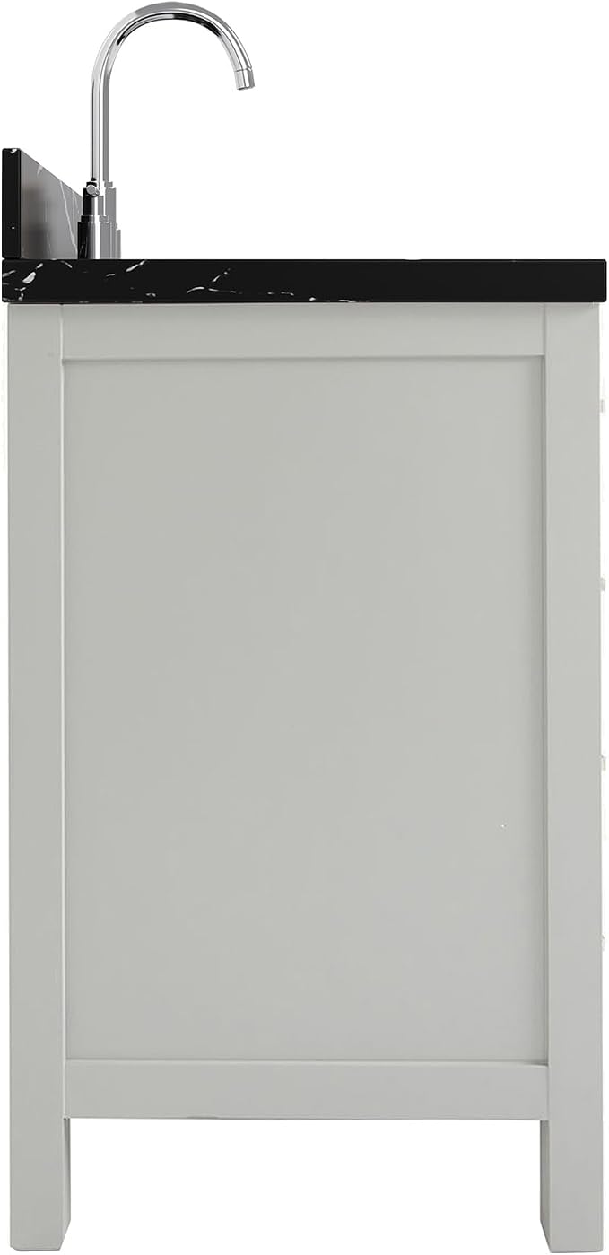 ARIEL Cambridge 60 Inch Single Rectangle Sink Bathroom Vanity with Nero Marquina Black Quartz Countertop 1.5 Inch in Grey