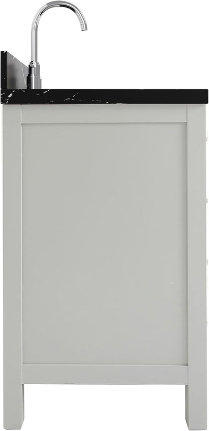 ARIEL Cambridge 60 Inch Single Rectangle Sink Bathroom Vanity with Nero Marquina Black Quartz Countertop 1.5 Inch in Grey