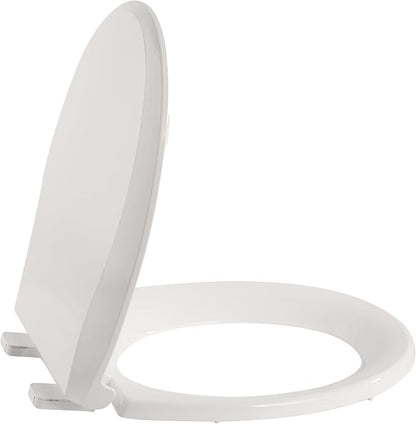 17" Round Toilet Seat with Quiet Close, Biscuit Color Polypropylene and Never-Loosen Durable Design, Easy Installation and Maintenance