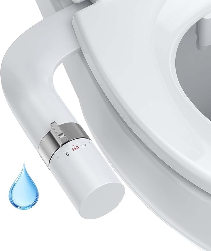 Bidet Attachment for Toilet, Non-Electric Dual Nozzle Bidet Sprayer with Adjustable Water Pressure, Cold Water Toilet Seat Attachment for Feminine and Personal Hygiene