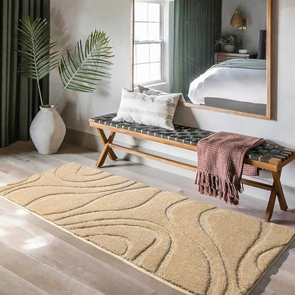DEXDE Bathroom Rugs Runner 24x60 Non-Slip Long Mats for Floor Shower Beige