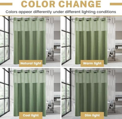 WONICY Small No Hook Shower Curtain with Liner, Sage Green, 54 x 80