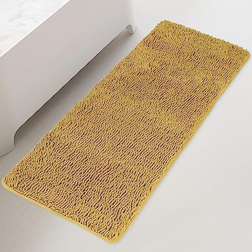 Yeaban Chenille Mustard Bathroom Runner Rug 24"x60"
