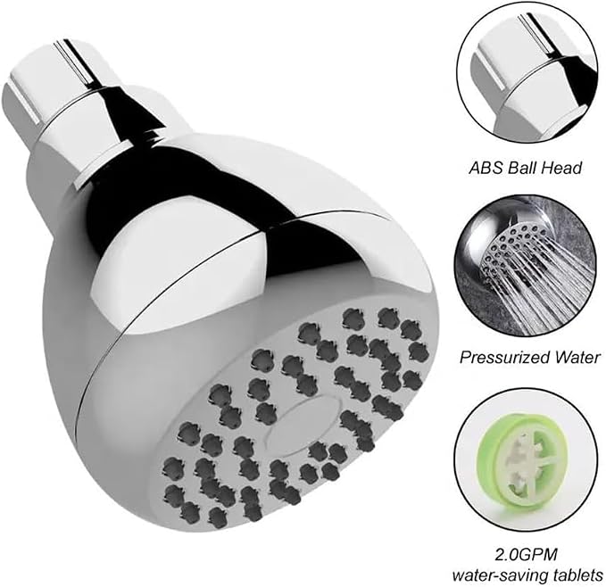High Pressure Fixed Shower Head 3 Inch Saving Water Chrome Anti-leak Shower Head For Powerful Water Rain Easy Installation for Relaxing and Comfortable Shower Experience