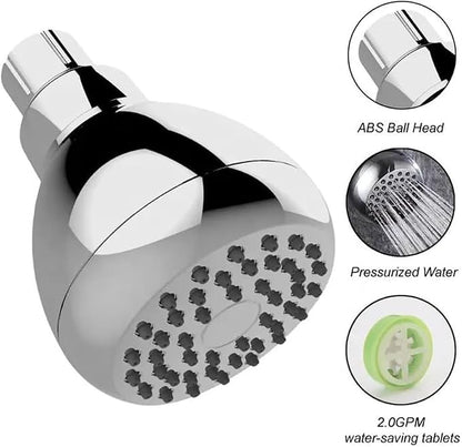 High Pressure Fixed Shower Head 3 Inch Saving Water Chrome Anti-leak Shower Head For Powerful Water Rain Easy Installation for Relaxing and Comfortable Shower Experience