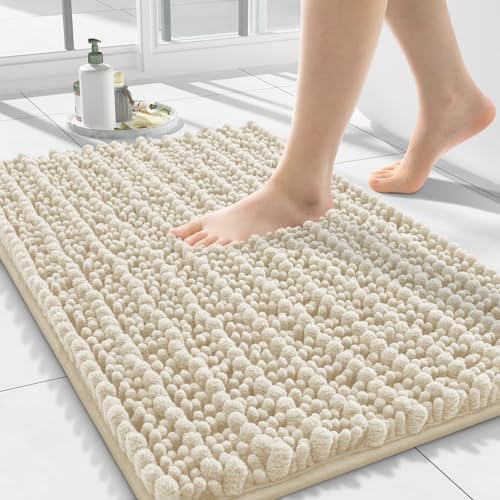 Smiry Bathroom Rugs 24X16, Extra Soft Rubber Backing Chenille Bath Mats