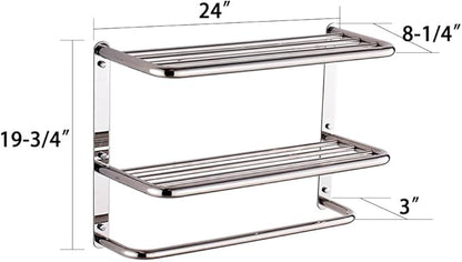 LUANT 24 Inch Bathroom Shelf 3-Tier Wall Mounting Rack with Towel Bars