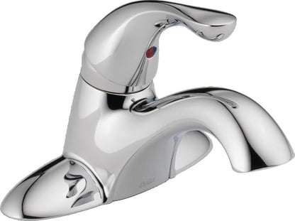 Delta Classic Centerset Chrome Bathroom Faucet, 4 Inch 3 Hole Bathroom Sink Faucet for Vanity, Metal Push-Pop Drain Assembly, Chrome 520-MPU-DST