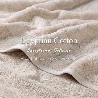 SUPERIOR Egyptian Cotton Bath Towel Set, Home Bathroom Towels, Master, Guest Bath, Decor Essentials, Quick Dry, Absorbent, Large Body Towels, Spa, Hotel, Resort, Adult, Kids, Set of 2, Stone