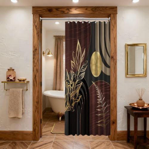 Dark Brown and Gold Stall Shower Curtain, 36X72 in Narrow Small