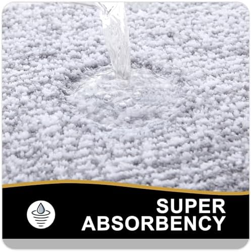 OLANLY Large Bathroom Rugs 44x32, Soft Absorbent Microfiber Bath Rugs, Grey