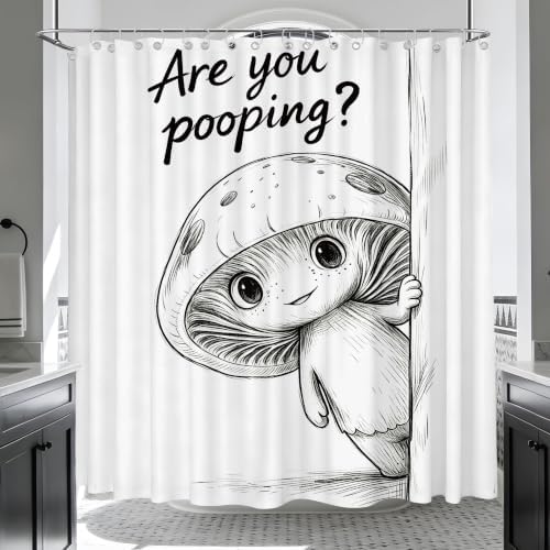 Extra Long Shower Curtain Funny Mushroom Clawfoot Tub, 108 x 72 in