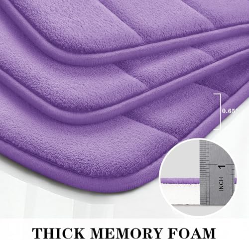 BYSURE Lavender Memory Foam Bathroom Rug Set 3 Piece