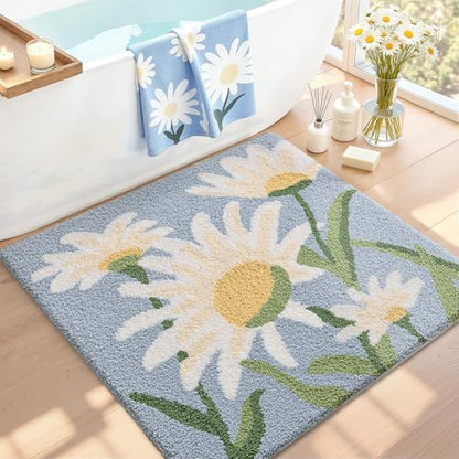 LUMI Square Bathroom Rug 32x32, Soft Absorbent Bath Mat, Non Slip