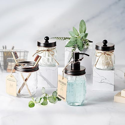 Amolliar Mason Jar Bathroom Accessories Set 4 Pcs, Oil Rubbed Bronze
