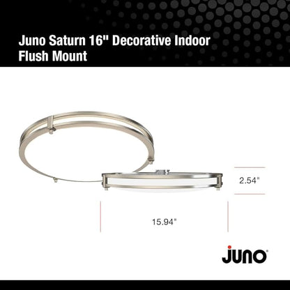 Juno Saturn Flush Mount Ceiling Light with Switchable Color Temperature (2700K-5000K), 16-Inch, Brushed Nickel
