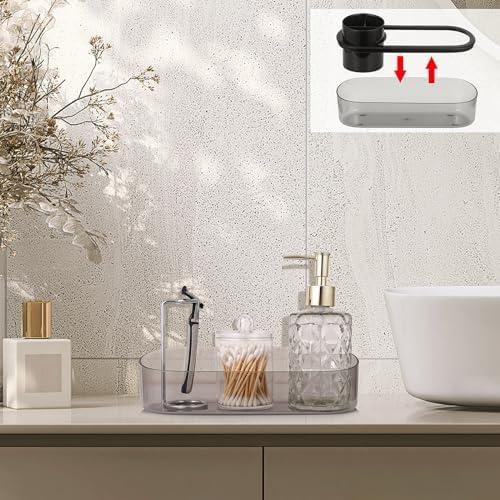 Ayswupt Black Toothbrush Holder for Bathroom,Detactable Bathroom Tray for Men,Electric Tooth Brushing Holder,Bathroom Countertop Organizer,Tooth Brush Toothpaste Caddy Storage,Vanity Sink Accessories