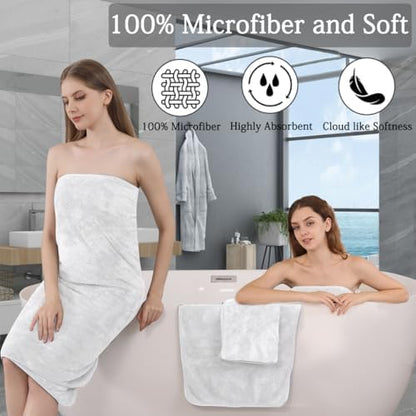 8-Piece White Bath Towels Set,2 Oversized Large Bath Towels Sheet,2 Hand Towels and 4 Washcloths - 600 GSM Soft Luxury Towel Set,Highly Absorbent Quick Dry Towel Collection for Bathroom,Hotel and Spa