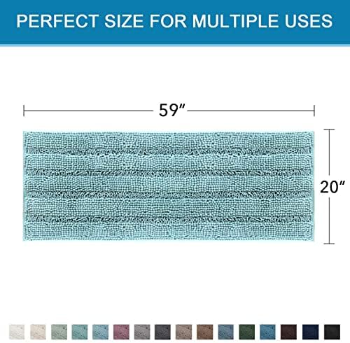 H.VERSAILTEX Bathroom Rugs Bath Mat Runner Rug Non Slip Kitchen Rug Extra Long Bath Rug Runners Oversized 59" x 20" Absorbent Washable Dry Fast Plush Area Rug for Bathroom/Bedroom - Aqua Haze