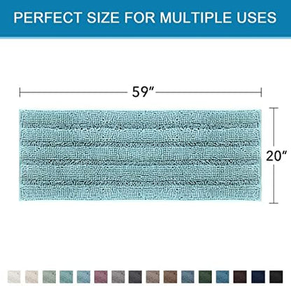 H.VERSAILTEX Bathroom Rugs Bath Mat Runner Rug Non Slip Kitchen Rug Extra Long Bath Rug Runners Oversized 59" x 20" Absorbent Washable Dry Fast Plush Area Rug for Bathroom/Bedroom - Aqua Haze