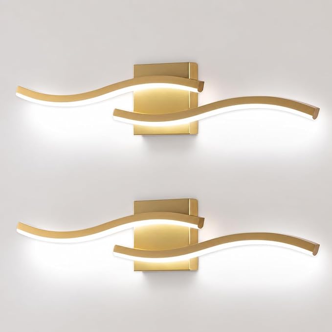 23.62inch Gold LED Vanity Light, 5CCT Dimmable Modern Bathroom Light Fixture Over Mirror, Modern Wall Lamp 5500K for Bathroom Bedroom,2 Packs