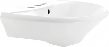 Renovators Supply Manufacturing Ondine Space Saving 16" W x 33" H x 14.5" Proj. Small Bathroom Pedestal Sink, Vitreous China, with Overflow, Compatible with 4 in. Centerset Faucets