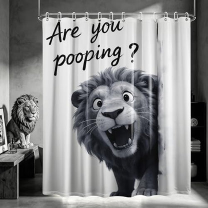 Extra Tall Shower Curtain XL Funny Lion, 70 x 96 Inchs